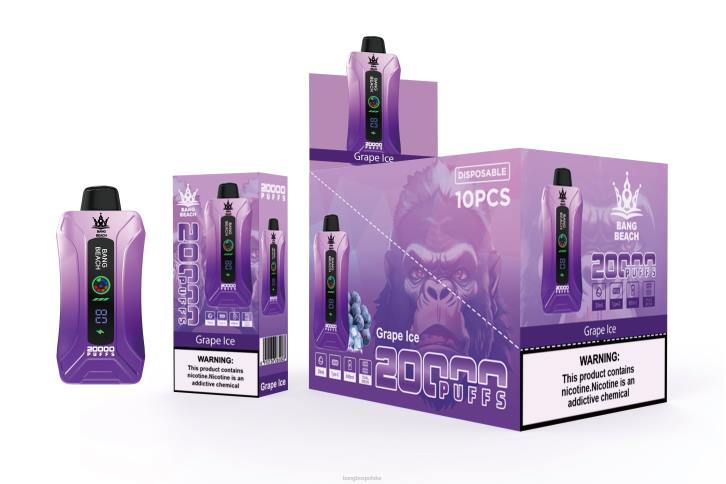 Bang Box Vape Cena - Bang Beach 20000 zaciągnięć inteligentny waporyzator ekranowy 4X6J10 lód winogronowy