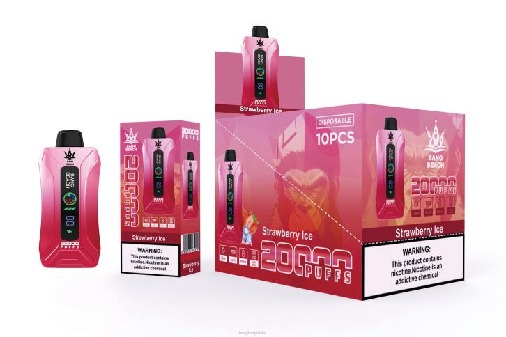 Bang Box Vape Cena - Bang Beach 20000 zaciągnięć inteligentny waporyzator ekranowy 4X6J6 lód truskawkowy