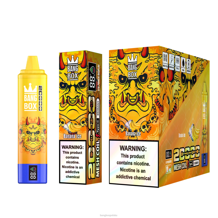 Bang Box Cena - Bang Box Inteligentny ekran o pojemności 20 000 zaciągnięć 4X6J57 lód bananowy