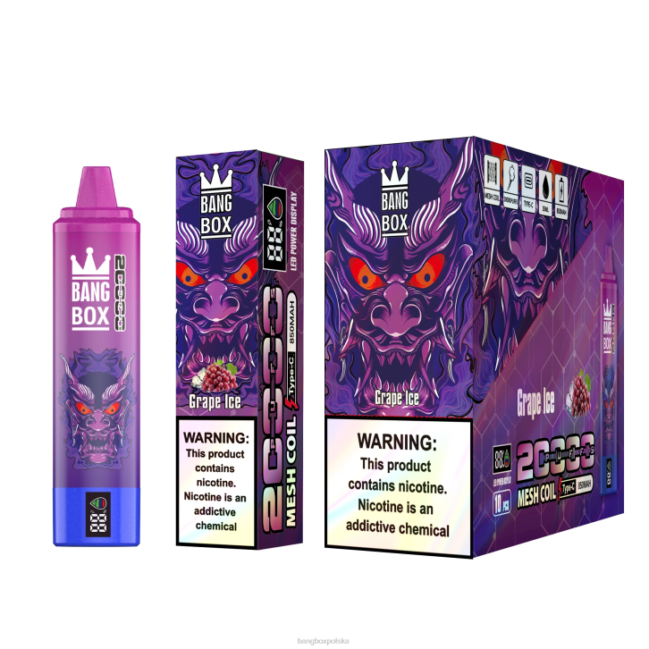 Bang Box Cena - Bang Box Inteligentny ekran o pojemności 20 000 zaciągnięć 4X6J61 lód winogronowy