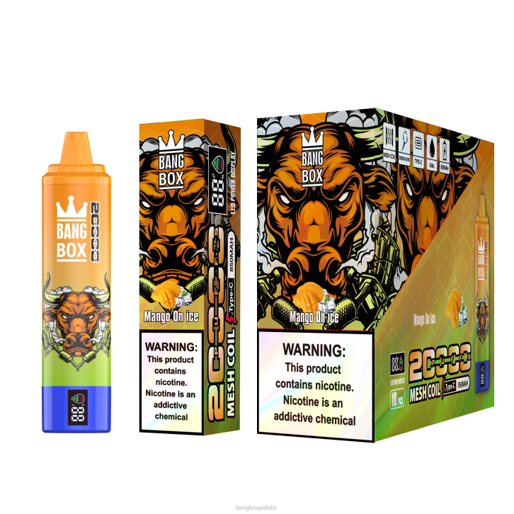 Bang Box Vape Cena - Bang Box Inteligentny ekran o pojemności 20 000 zaciągnięć 4X6J54 mango na lodzie