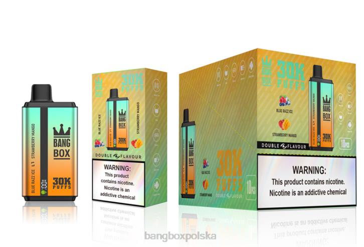 Bang Box Cena - Bang Box 30000 puszek o podwójnych smakach 4X6J73 niebieski razz lód i truskawkowe mango